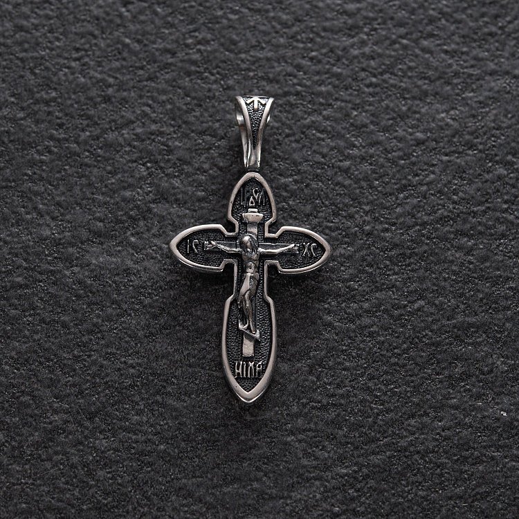 Серебряный крест "Распятие. Спаси и сохрани"  132916 от ювелирного магазина Оникс - 1