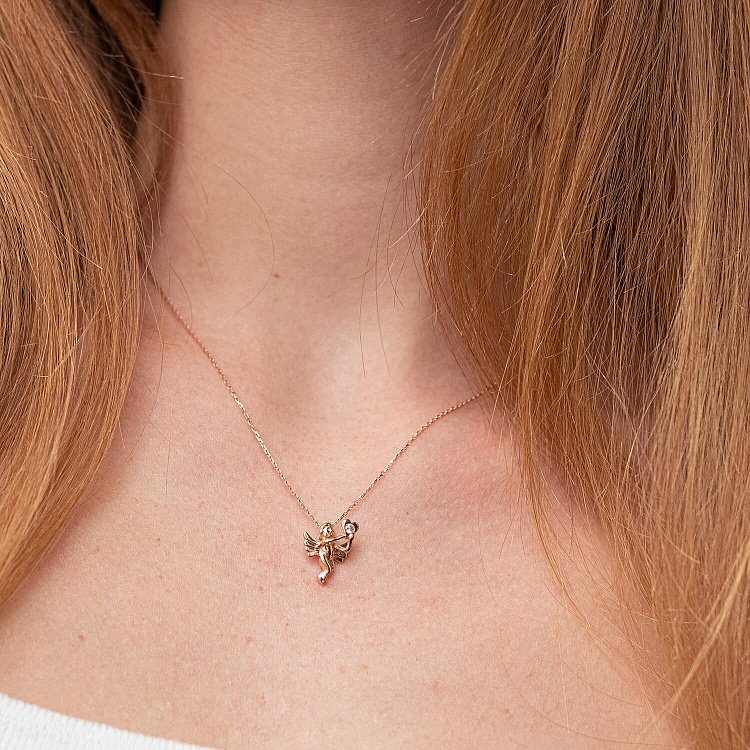 Золотое колье "Ангелочек" с фианитом кол02133 от ювелирного магазина Оникс - 5