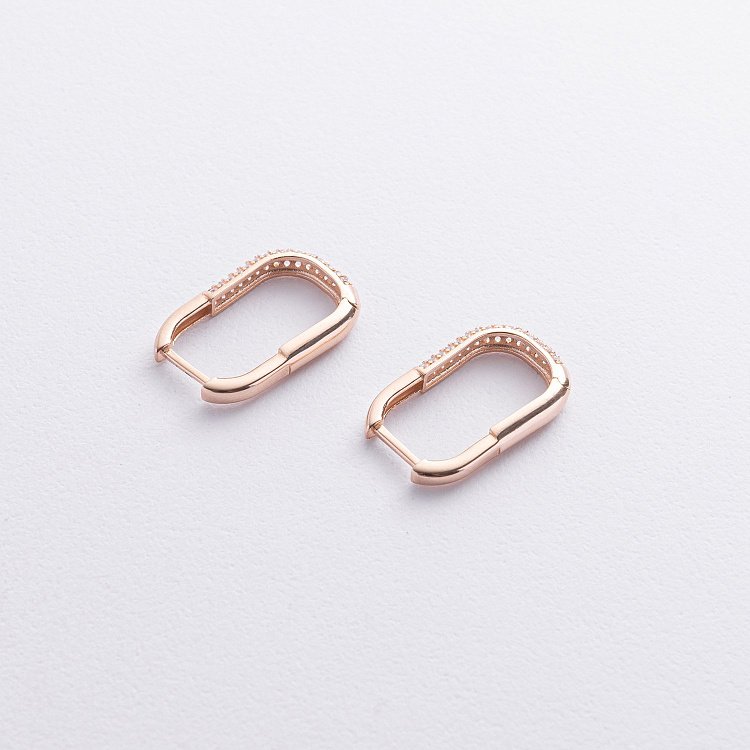 Золотые серьги "Camille" с фианиты с09281 от ювелирного магазина Оникс - 2