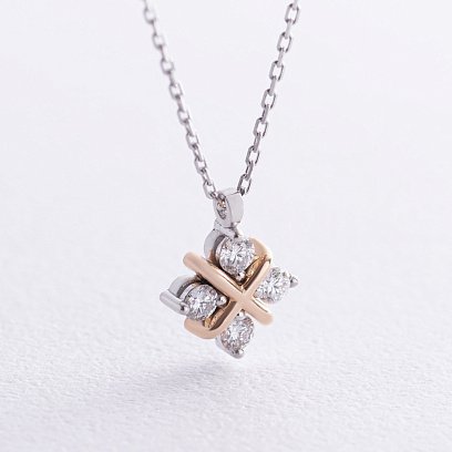 Золоте кольє "Конюшина" з діамантами 734801121