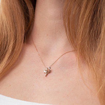 Золотое колье "Ангелочек" с фианитом кол02133 №3