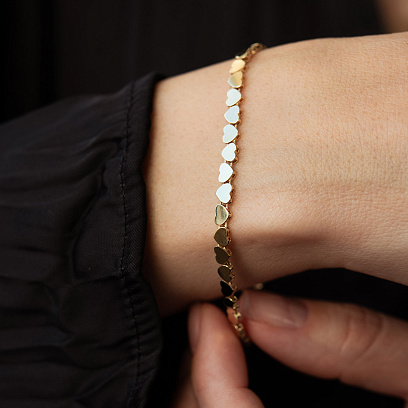 Браслет "Сердечки" в желтом золоте б05783 №6