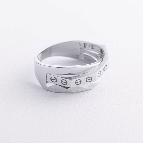 Кольцо "Love" в белом золоте к07432 №3