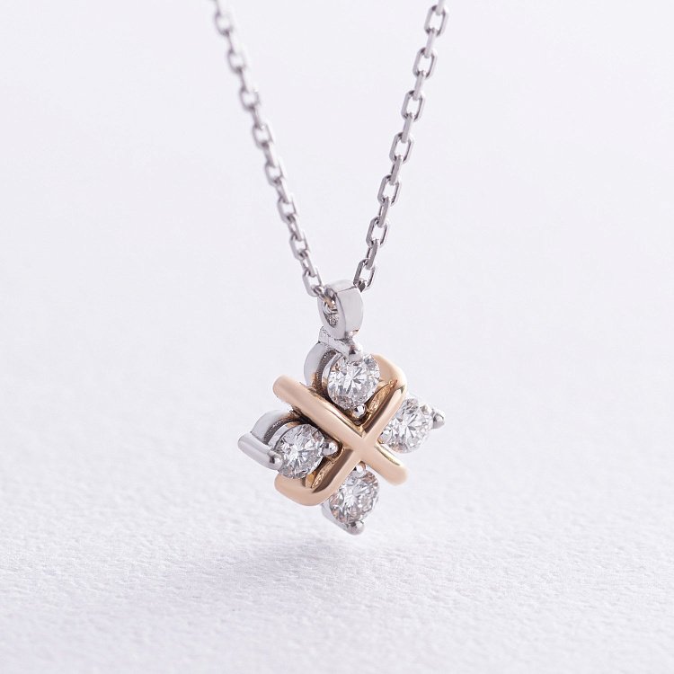 Золоте кольє "Конюшина" з діамантами 734801121 від ювелірного магазину Онікс