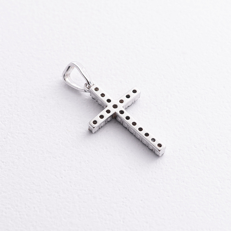 Срібний хрестик з чорними фіанітами 3016/1р-CZ ч від ювелірного магазину Онікс - 1