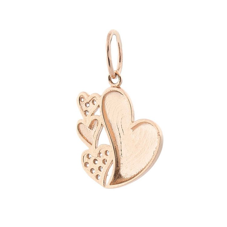 Золотой кулон "Сердечки" с фианитами п02913 от ювелирного магазина Оникс - 1
