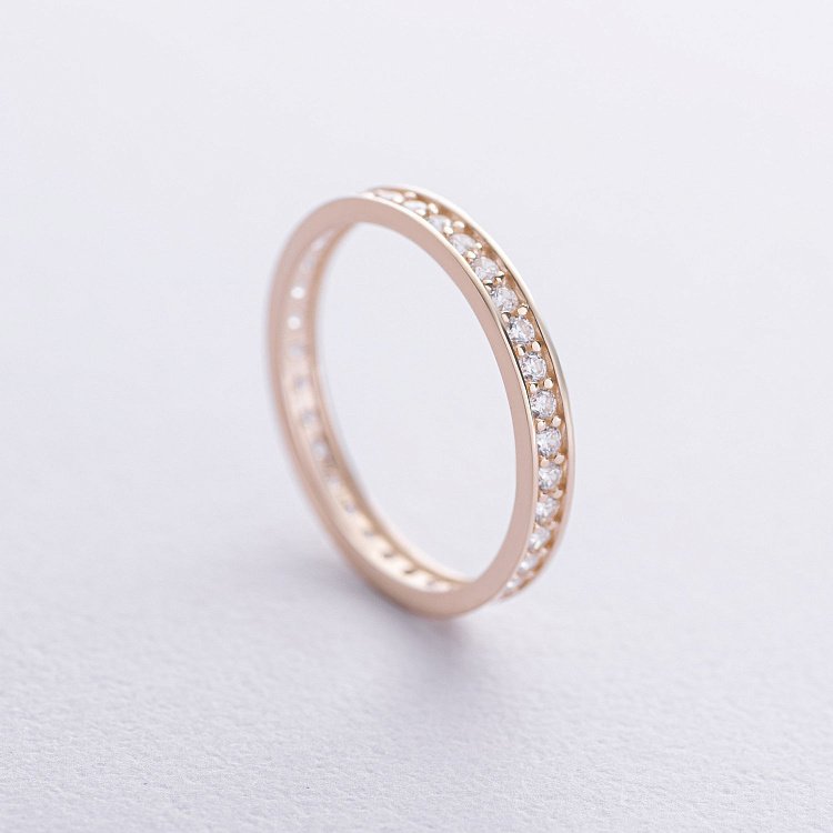 Кольцо с дорожкой фианитов (желтое золото) к08013 от ювелирного магазина Оникс