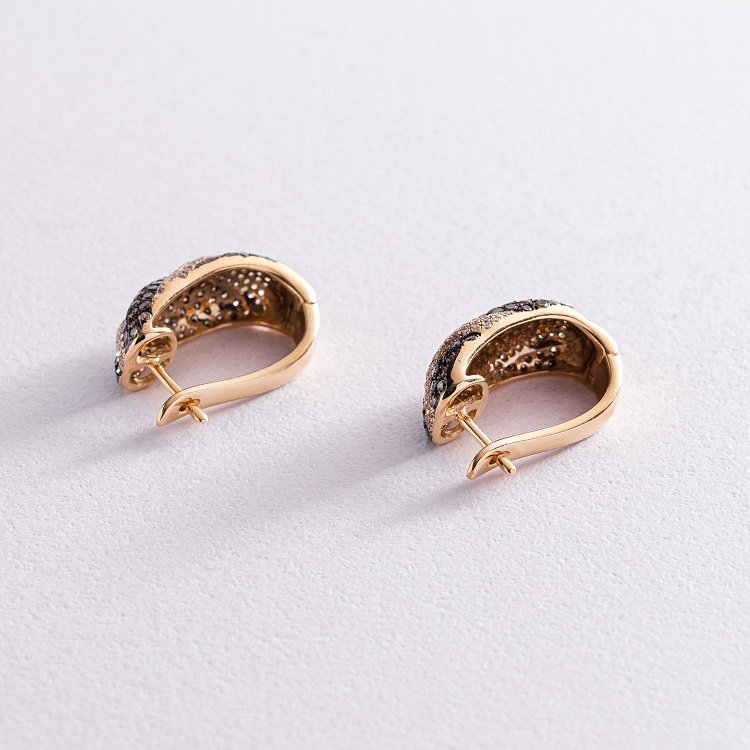 Золоті сережки з діамантами LED0776 від ювелірного магазину Онікс - 2