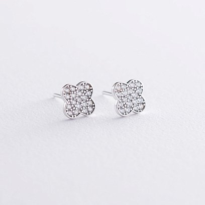 Золотые серьги-гвоздики "Клевер" с05354