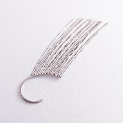 Серьга - каффа "Неповторимость" в белом золоте с07589 №10