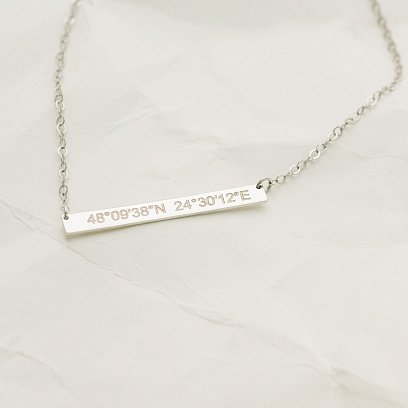 Серебряное колье с гравировкой "Координаты" 18978к №6