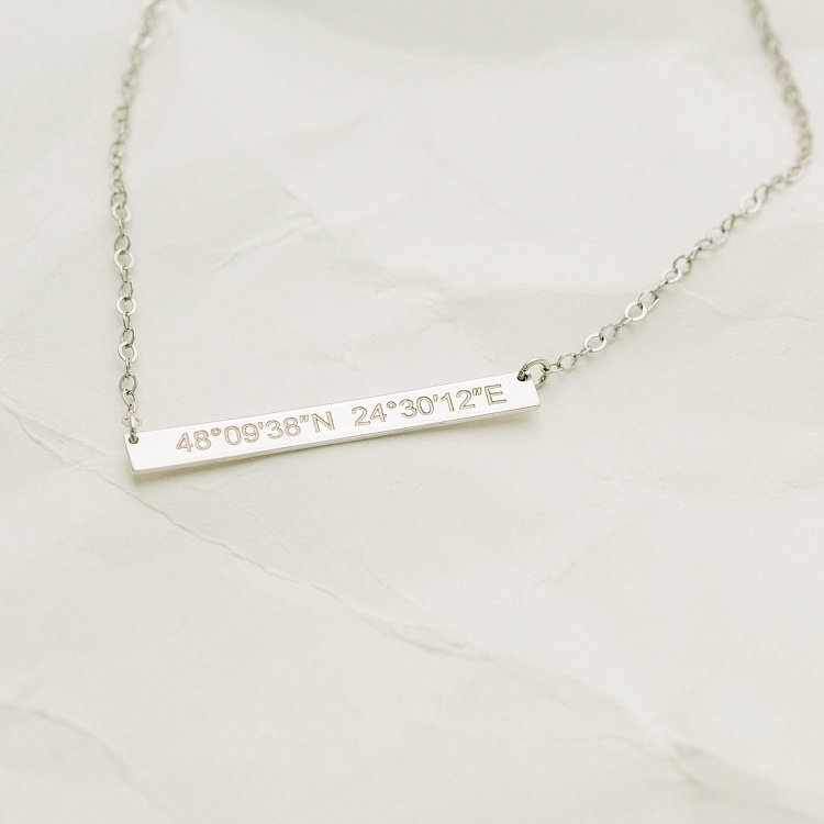 Серебряное колье с гравировкой "Координаты" 18978к от ювелирного магазина Оникс - 5
