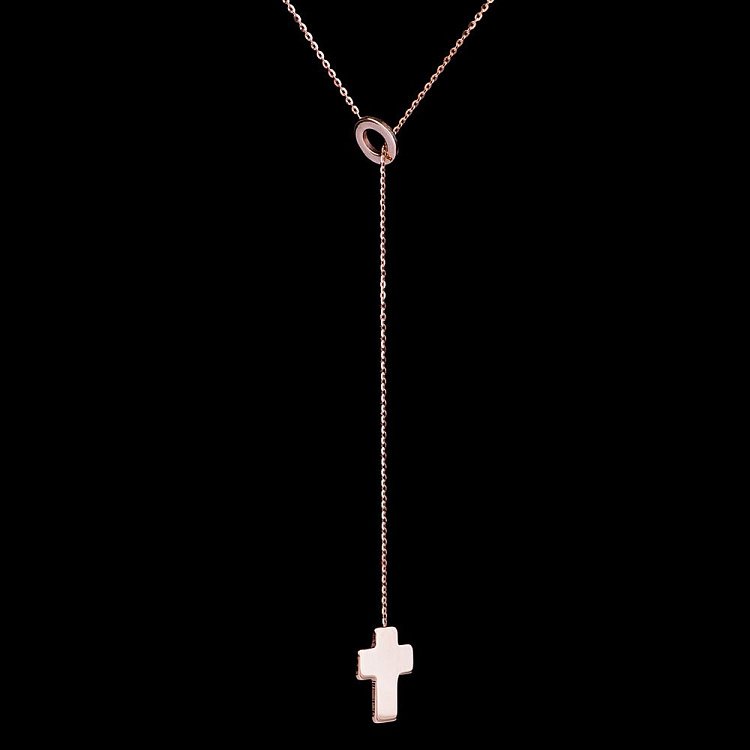 Золотое колье с крестиком кол01019 от ювелирного магазина Оникс - 3