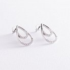 Срібні сережки - пусети "Крапельки" з фіанітами 4903 от ювелирного магазина Оникс - 1