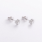 Серьги - пусеты "Сердечки" в белом золоте (бриллианты) сб0709ca от ювелирного магазина Оникс - 1