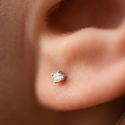 Золотые серьги - пусеты с бриллиантами 335401121 №3