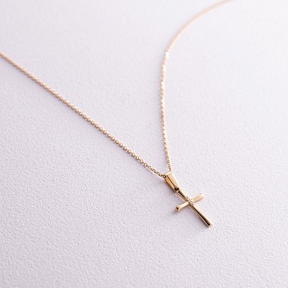 Золоте кольє "Хрестик" з фіанітами кол02202 №7