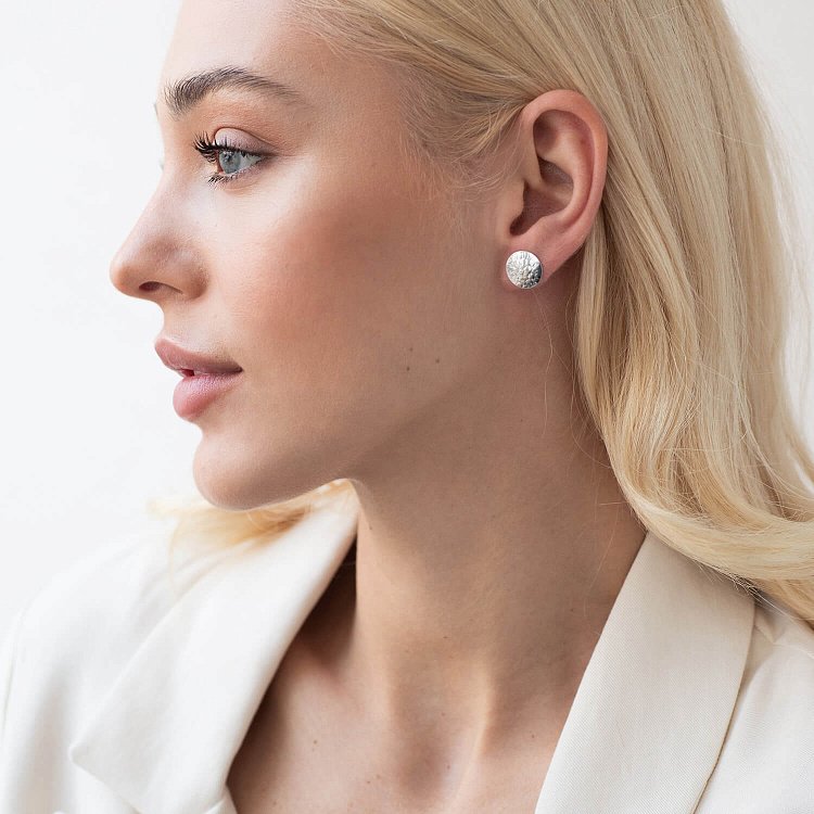 Серебряные серьги - пусеты "Теона" (1.2 см) 123185 от ювелирного магазина Оникс - 1