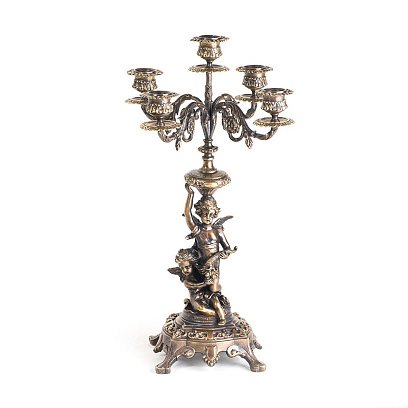 Бронзовая фигура "Ангелы с подсвечником" сер00071