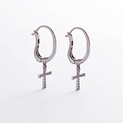 Золотые серьги с крестиками (бриллиант) сб0229са