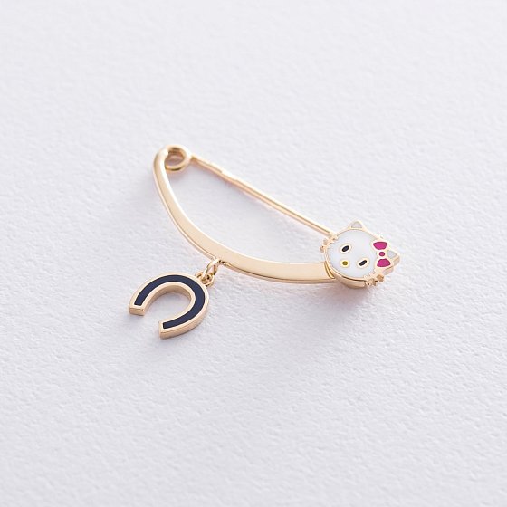 Золота шпилька "Hello Kitty і підкова" зак00300