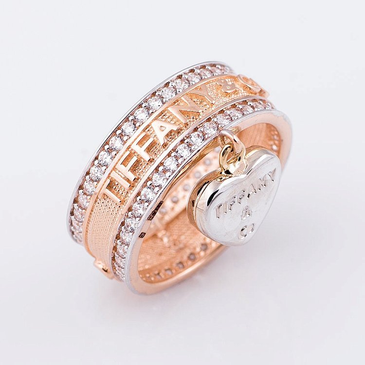 Ексклюзивна золота каблучка з фіанітами к04848 від ювелірного магазину Онікс - 1