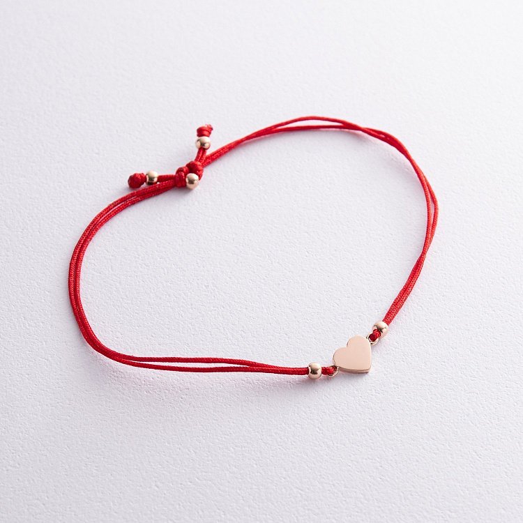 Браслет з червоною ниткою "Серце" (червоне золото) б04206 від ювелірного магазину Онікс - 7