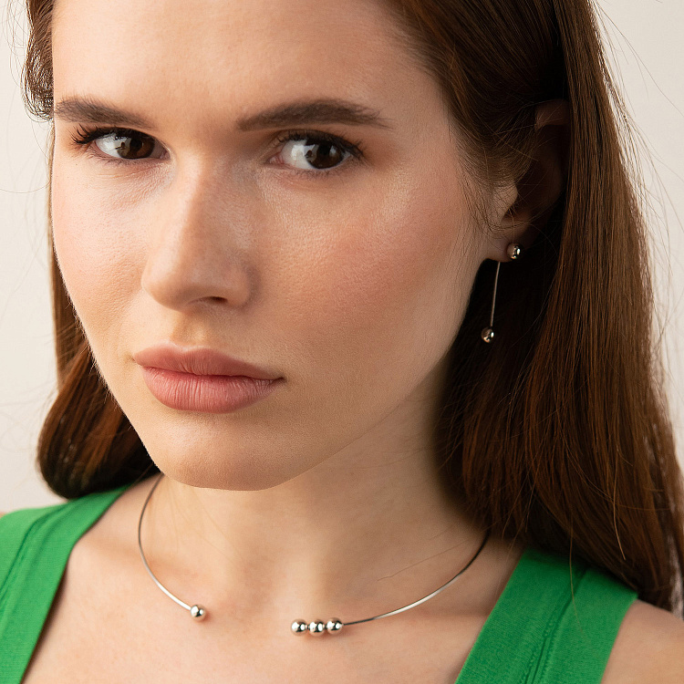 Колье - чокер "Emilia" (белое золото) с шариками кол02616 от ювелирного магазина Оникс - 5