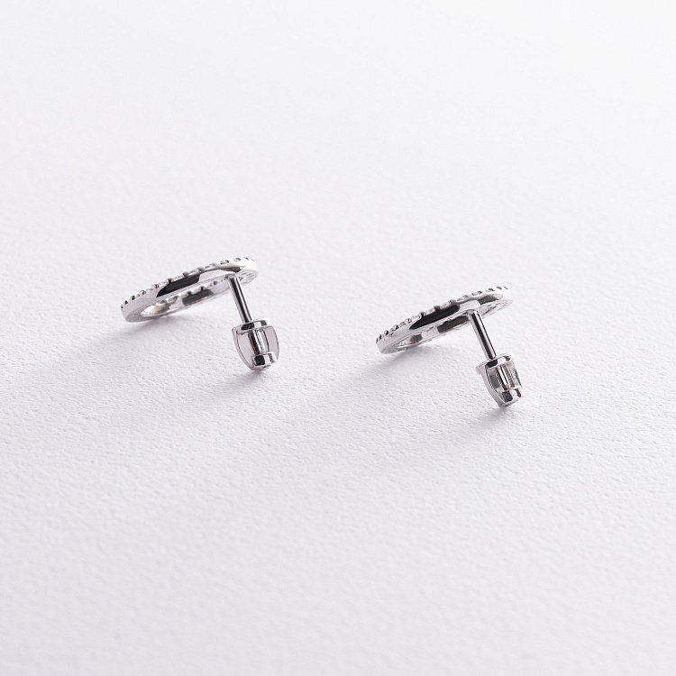 Срібні сережки - пусети "Кругообіг" (білі фіаніти) 064510б від ювелірного магазину Онікс - 8