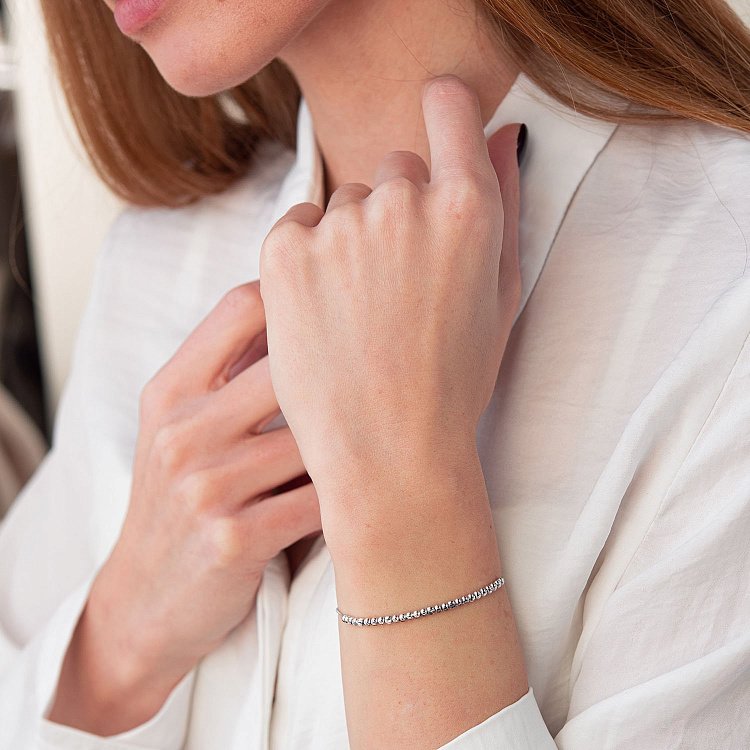 Шариковый браслет из белого золота б04307 от ювелирного магазина Оникс - 4