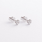 Золотые серьги - пусеты "Сердечки" с бриллиантами сб0550mi от ювелирного магазина Оникс - 1