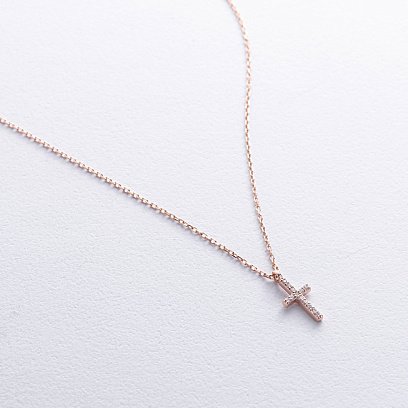 Колье "Крестик" в красном золоте (бриллианты) колб0133м №3