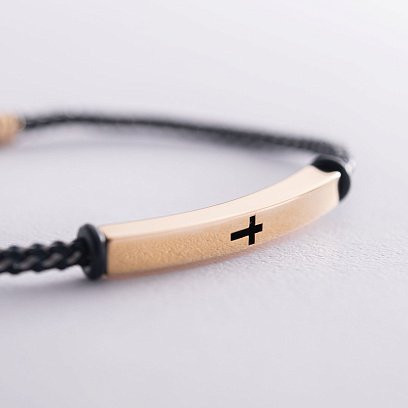 Браслет з металізованим шнуром і золотими вставками б04054 №2