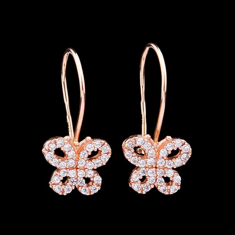 Дитячі золоті сережки "Метелики" з фіанітами с02457 від ювелірного магазину Онікс