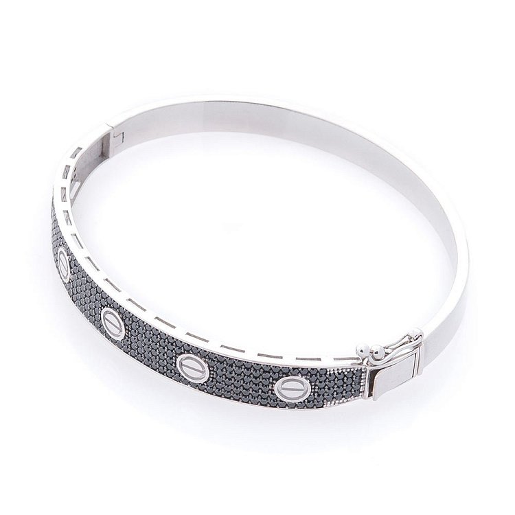 Золотий браслет з чорними фіанітами б03637 від ювелірного магазину Онікс