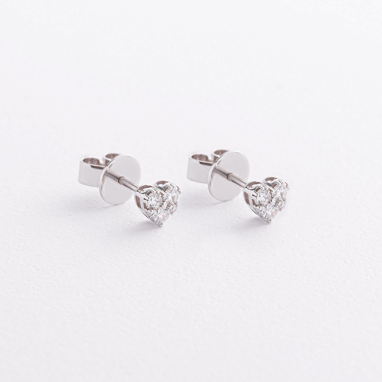 Золотые серьги - пусеты "Сердечки" с бриллиантами сб0550mi от ювелирного магазина Оникс - 1