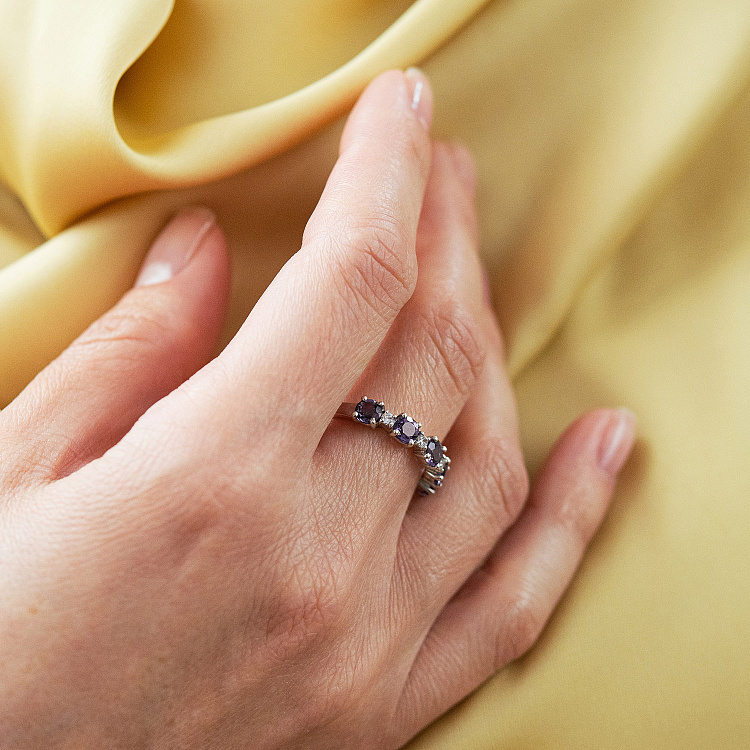 Срібна каблучка з аметистом і фіанітами 1844/1p-AMET від ювелірного магазину Онікс - 1