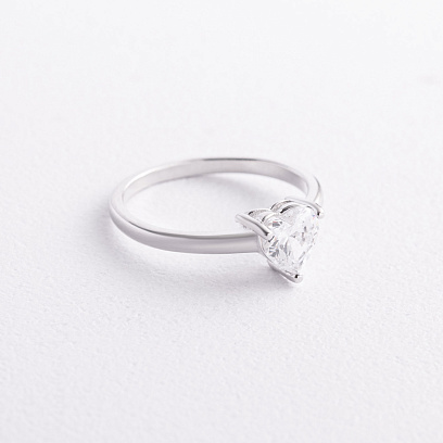 Срібна каблучка "Серце" з фіанітом 111978 №5