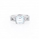 Срібний перстень з блакитним топазом і фіанітами 111456 от ювелирного магазина Оникс - 2