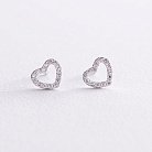 Золоті сережки - пусети  "Сердечки" з діамантами 317641121 от ювелирного магазина Оникс