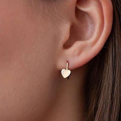 ﻿Золоті дитячі сережки "Сердечки" с09257 №2