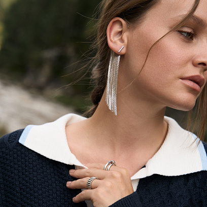 Срібні сережки-пусети в стилі мінімалізм 122489 №17