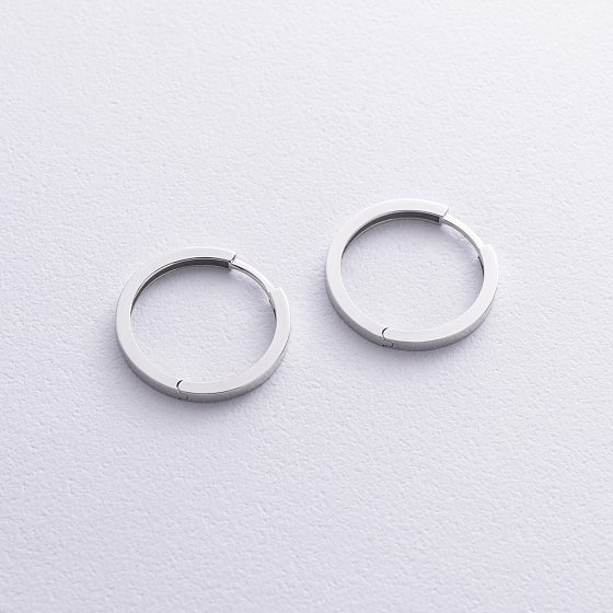 Серьги - кольца в белом золоте с08763 №3