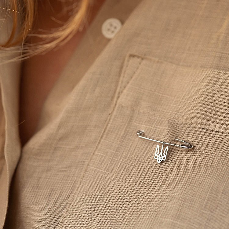 Золотая булавка "Герб Украины - Тризуб" зак00335 от ювелирного магазина Оникс - 7