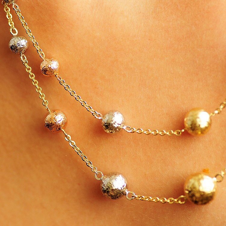 Золотое колье "Шарики" кол00575 от ювелирного магазина Оникс - 4