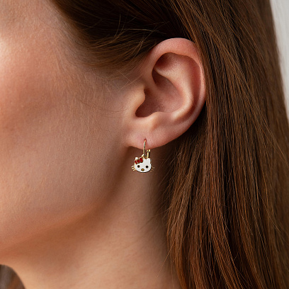 Дитячі золоті сережки "Hello Kitty" з емаллю с03212 №4