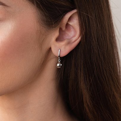 Серьги "Шарики" в белом золоте с07977 №5