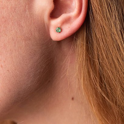 Золотые серьги - пусеты с изумрудами сб0420gl №2