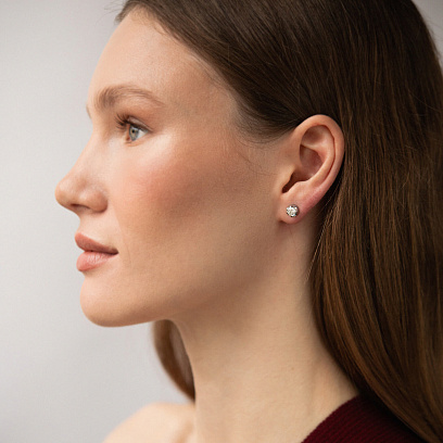 Золоті сережки - пусети з діамантами сб0572л (0,8) №2