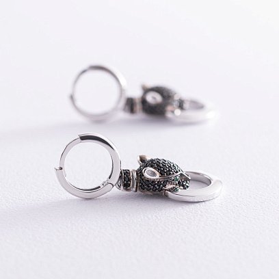 Золоті сережки "Пантери" з фіанітами с07161 №2